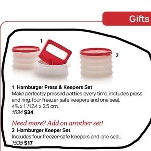 Tupperware Hamburger Press Keepers Set